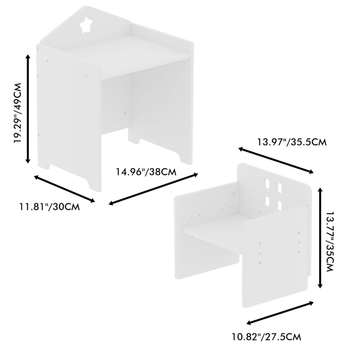 Montessori Weaning Table And Chair Set, Toddler Table With Adjustable Height - White