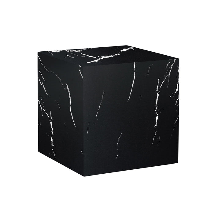 Luxurious Marble Texture Coffee Table Cube Design Elegant Living Room Accent - Black