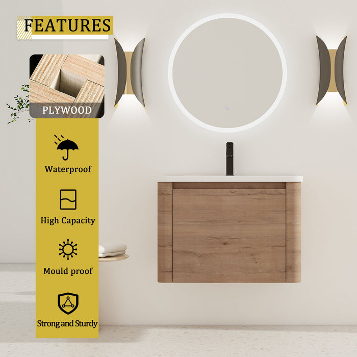 Wall Mounted Bathroom Vanity With Sink & 1 Soft Close Door