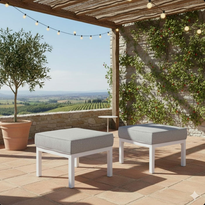 Patio Ottomans With Cushions, All-Weather Footrests (Set of 2)