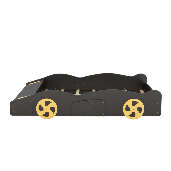 Race Car Shaped Platform Bed With Wheels And Storage