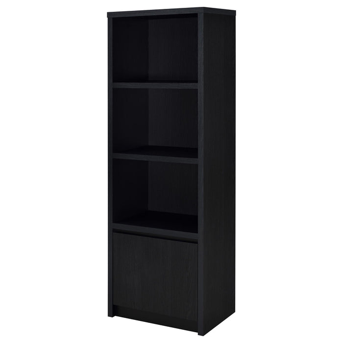 Sloat - 3 Shelf Media Tower With Cabinet Storage - Black