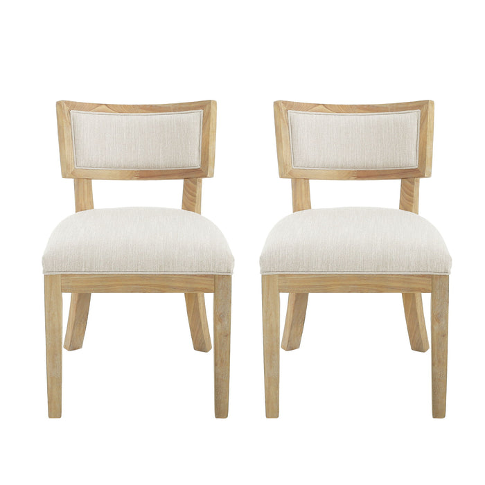 Farmhouse Style Fabric Upholstered Side Dining Chair Set