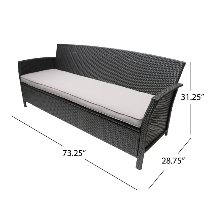 Thalassa - Outdoor 3 Seater Sofa With Water Resistant Cushion - Gray / Black