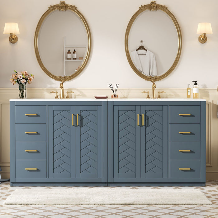 Modern Bathroom Vanity With Ceramic Sink, Freestanding Set With Drawers And Soft-Closing Doors