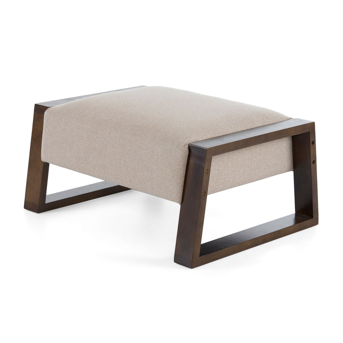 Sleek And Stylish Ottoman Polyester With Rubberwood Legs - Beige