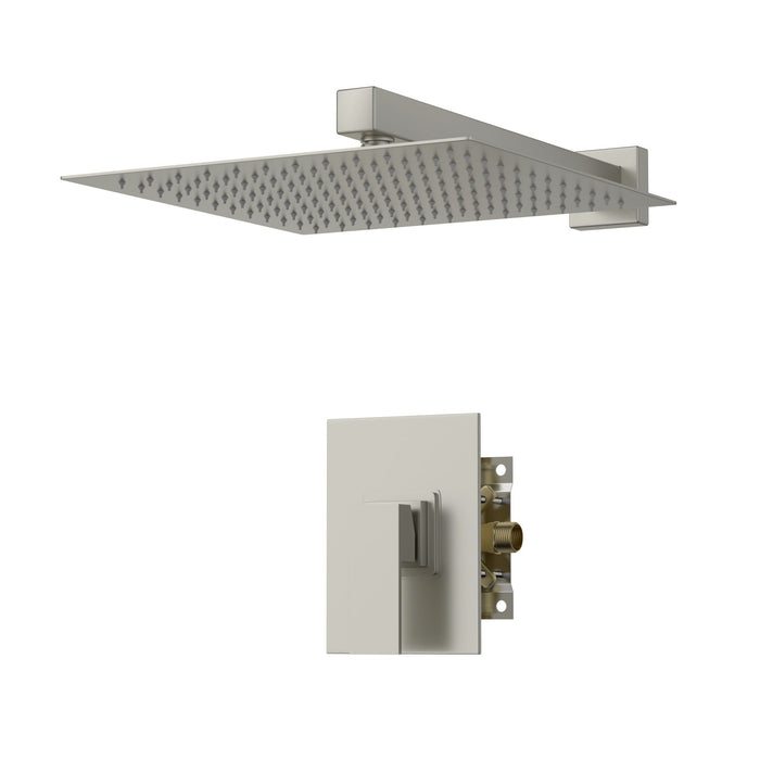 Shower Faucet Set With Rainfall Shower Head And Shower Valve, Stainless Steel And Brass