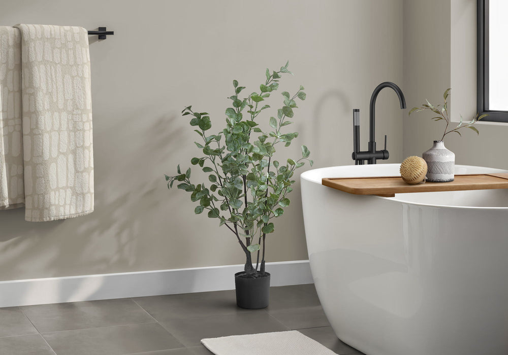 35" Tall, Artificial Plant, Eucalyptus Tree, Indoor, Faux, Fake, Floor, Greenery, Potted, Decorative - Green / Black