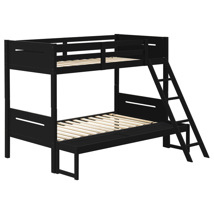 Bunk Bed With Built In Ladder, Safety Guardrails And Angled Access Step