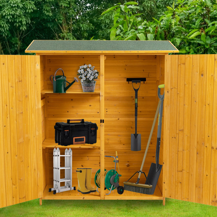 Outdoor Storage Shed With Lockable Door, Tool Storage Shed, Detachable Shelves & Pitch Roof
