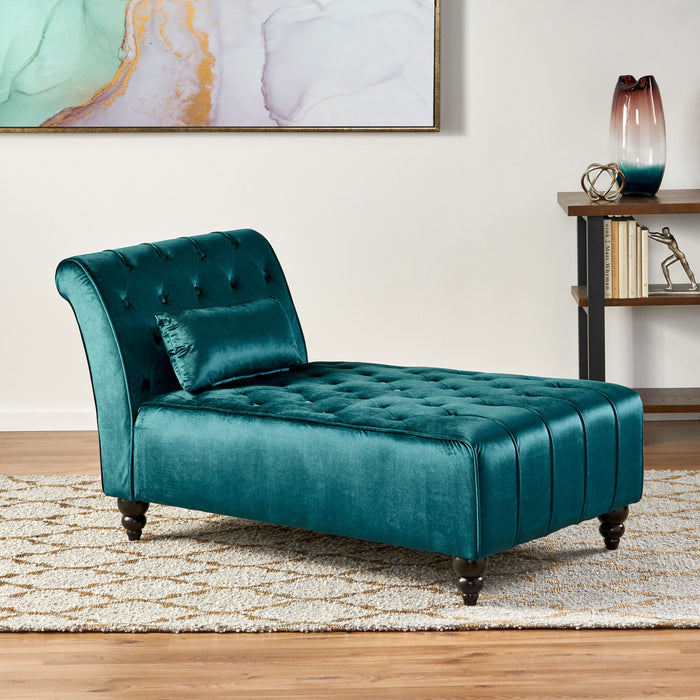 Ethereala - Upholstered Velvet Chaise Lounge With Button Tufted