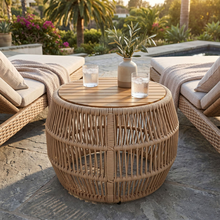 Round Side Table With Rope Frame