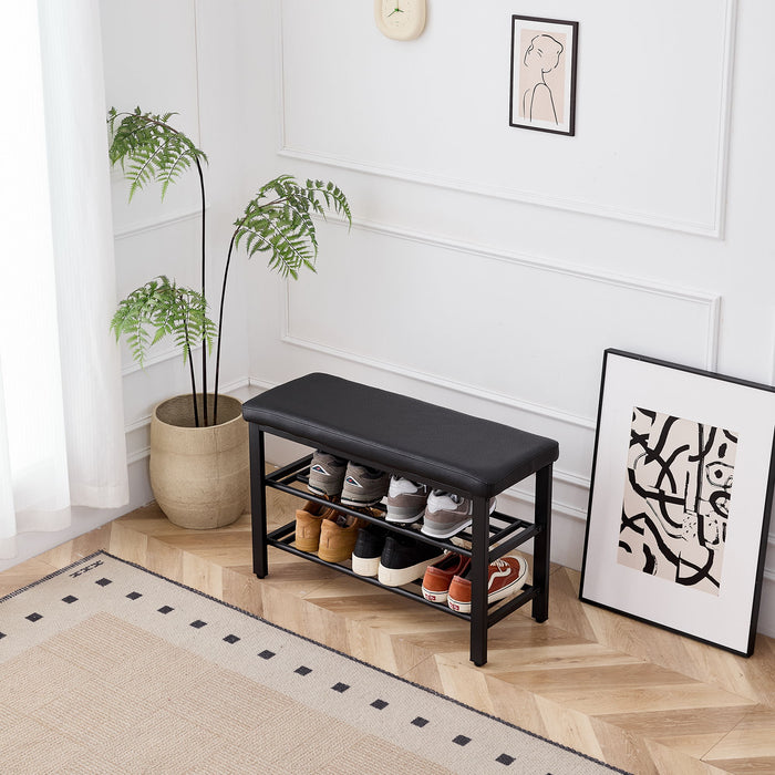 Shoe Bench With Cushion, Storage Seat For Entryway