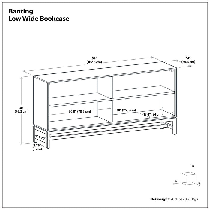 Banting - Low Wide Bookcase - Walnut Brown