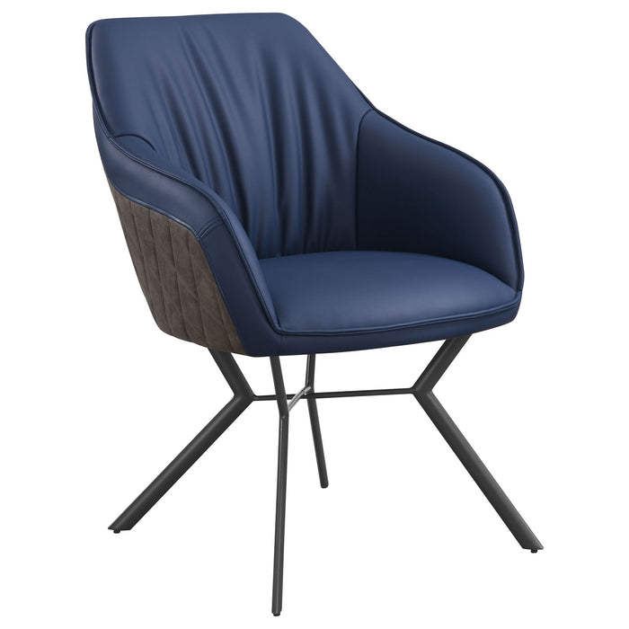 Upholstered Dining Chairs (Set of 2) Retro Bucket Seat - Blue