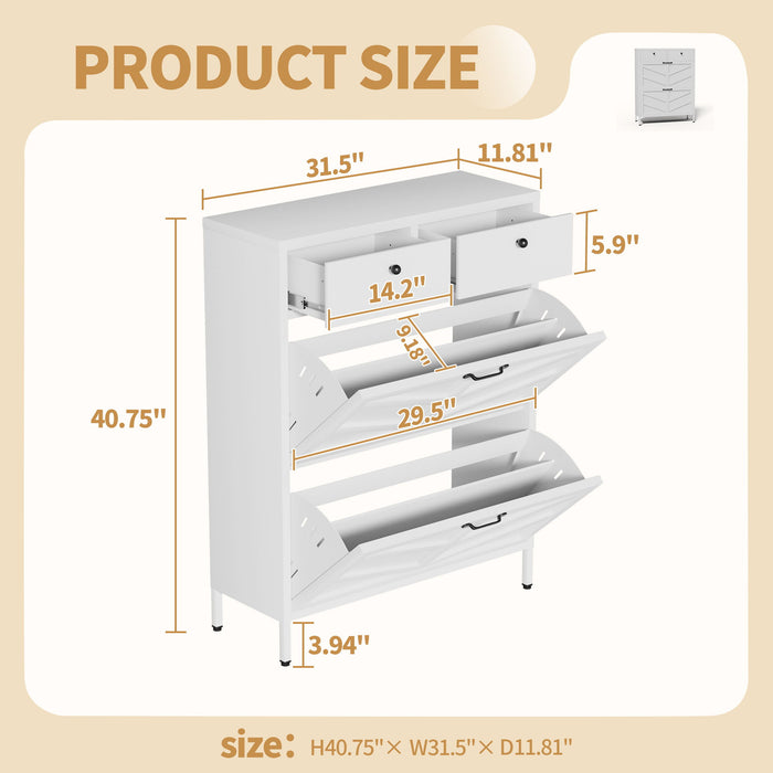 Shoe Cabinet With Flip Drawers