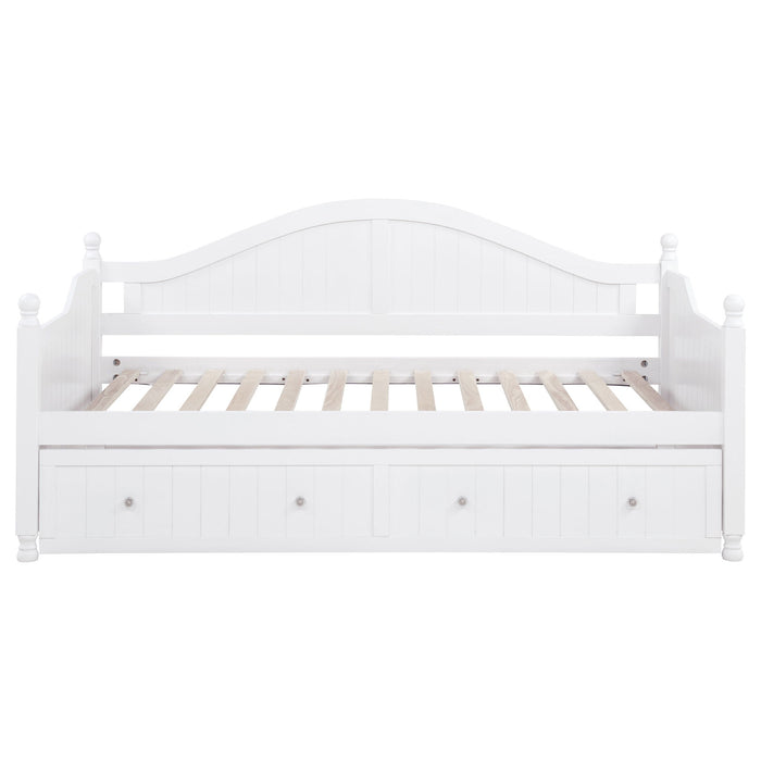 Twin Daybed With Trundle Storage Bed - White