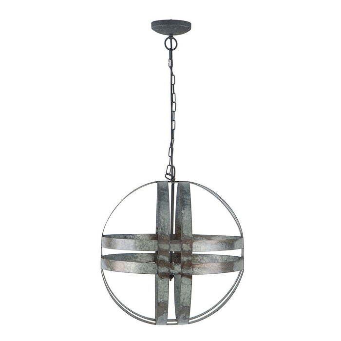 4 Light Galvanized Chandelier, Hanging Light Fixture With Adjustable Chain For Kitchen, Bulb Not Included - Gray