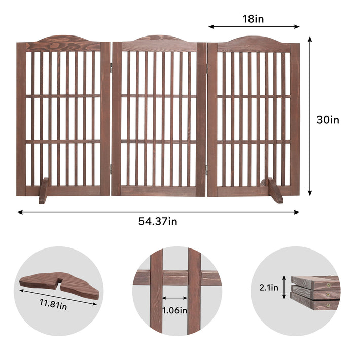 Freestanding Foldable Pet Gate For Dogs - Brown