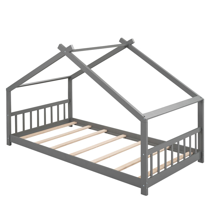 Twin Size Playhouse Design Bed - Gray