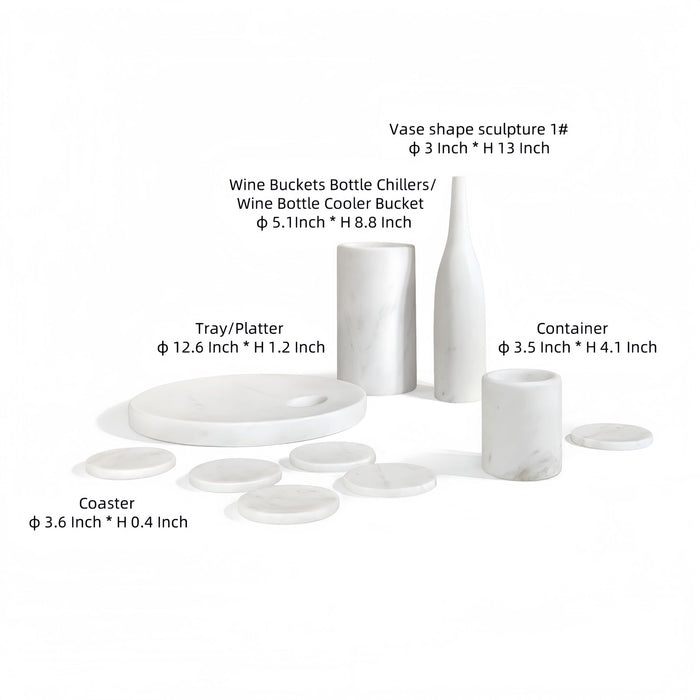 10 Pieces Luxury Natural Marble Dining Room Accessories Set