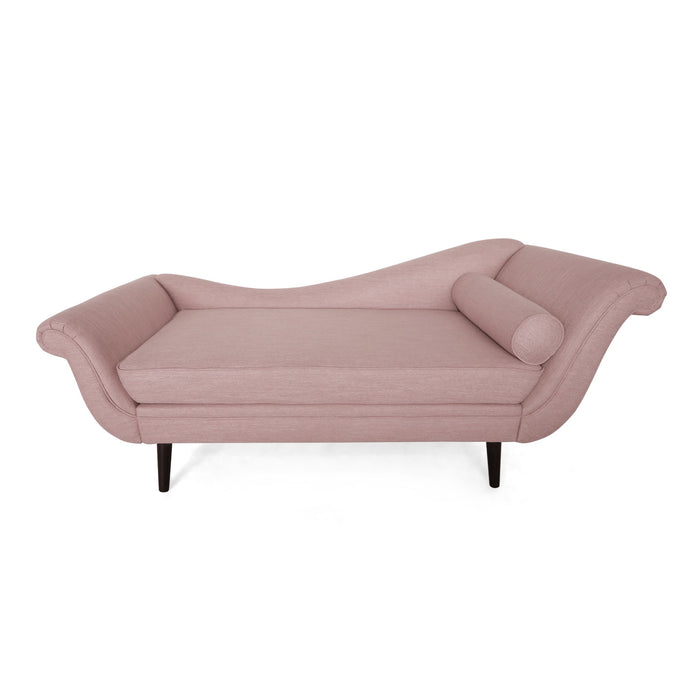 Auroral - Velvet Upholstered Chaise Lounge With Scrolled Arms And Tapered Legs - Blush