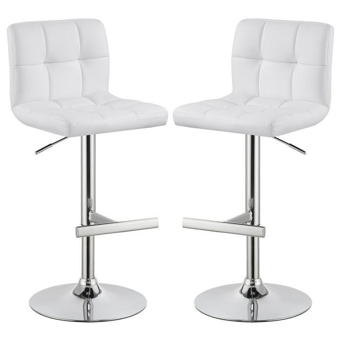 Lenny - Upholstered Adjustable Bar Stool (Set of 2) - White