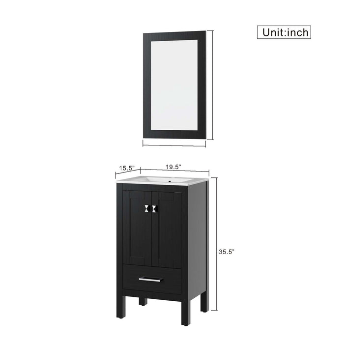 Goodyo - Bathroom Vanity Sink Combo (Cabinet With Water-Grain Top) - Black