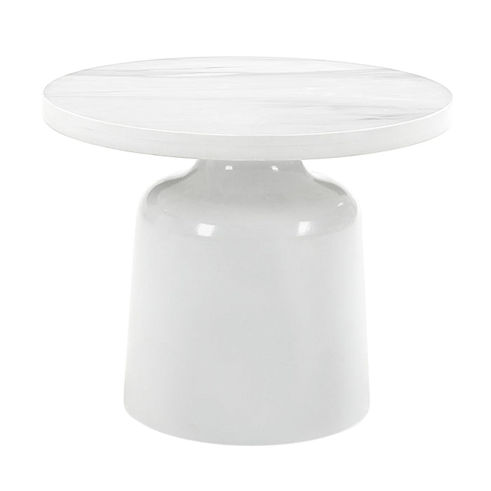Zaid - Engineering Marble High Gloss End Table - White