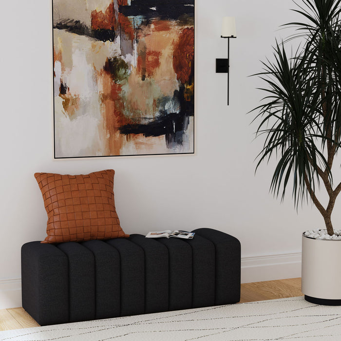 Modern Upholstered Tufted Accent Bench & Round Legs