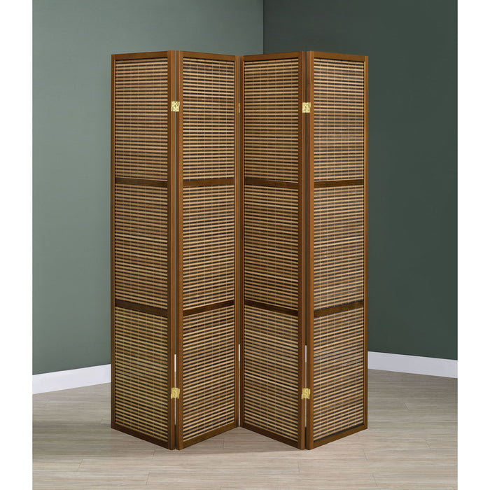 Kenabi - 4 Panel Room Divider Folding Screen - Walnut