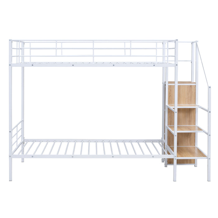 Bunk Bed With Lateral Storage Ladder And Wardrobe