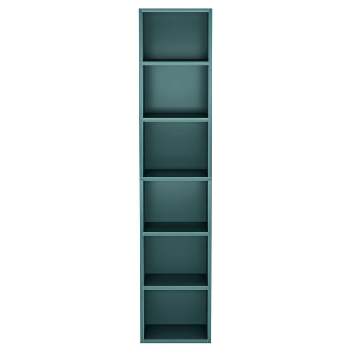 6 Tier Narrow Corner Cube Bookcase Storage, Freestanding Shelf With Open Cubes For Living Room
