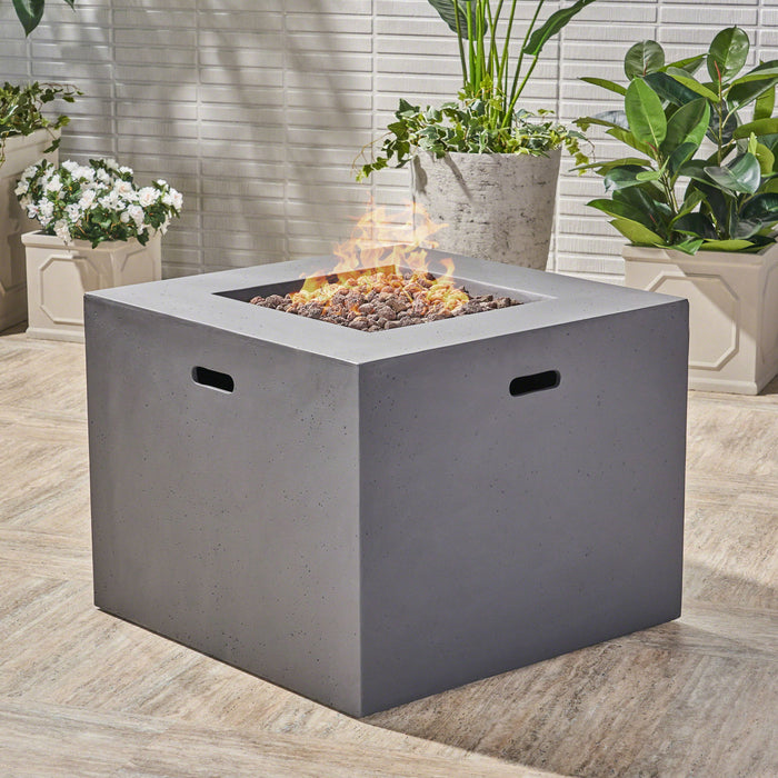 Outdoor Patio Square Gas Burning Concrete Fire Pit 40,000 Btu