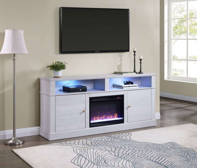 Terra - TV Stand Console With Fireplace - White Walnut