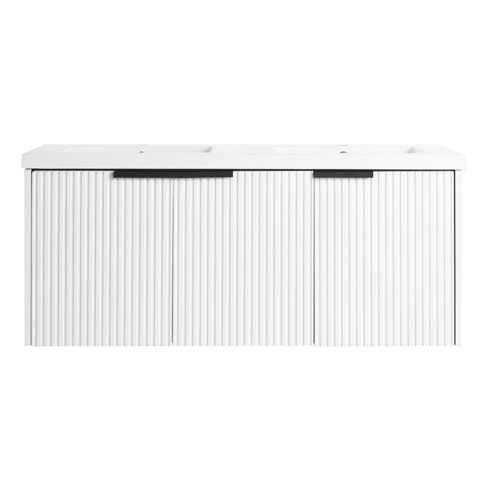 Contemporary Wall Mounted Bathroom Vanity With Resin Double Sink