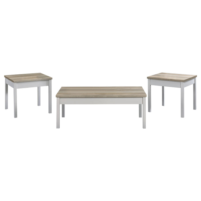 Quintara - 3 Piece Coffee Table Set - Natural / White