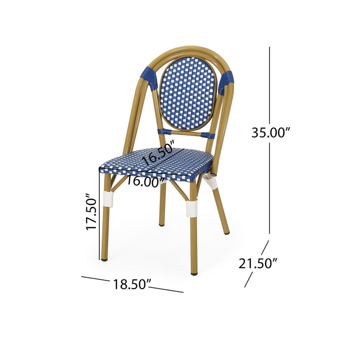 Outdoor Rattan And Aluminum French Bistro Chair Set