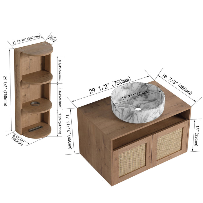Bathroom Vanity & Art Sink And Storage Rack, Float Mounting Design