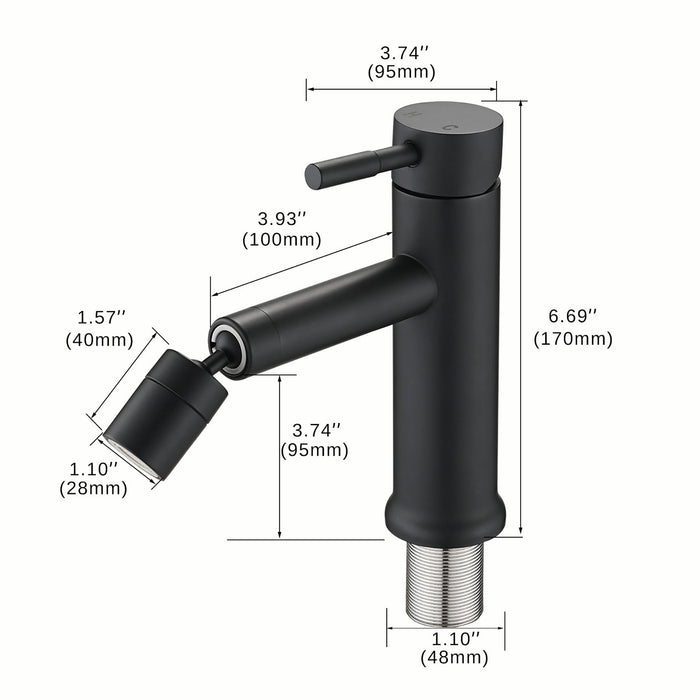 2 Mode Bathroom Faucet With 360 Degree Rotating Aerator For Sink