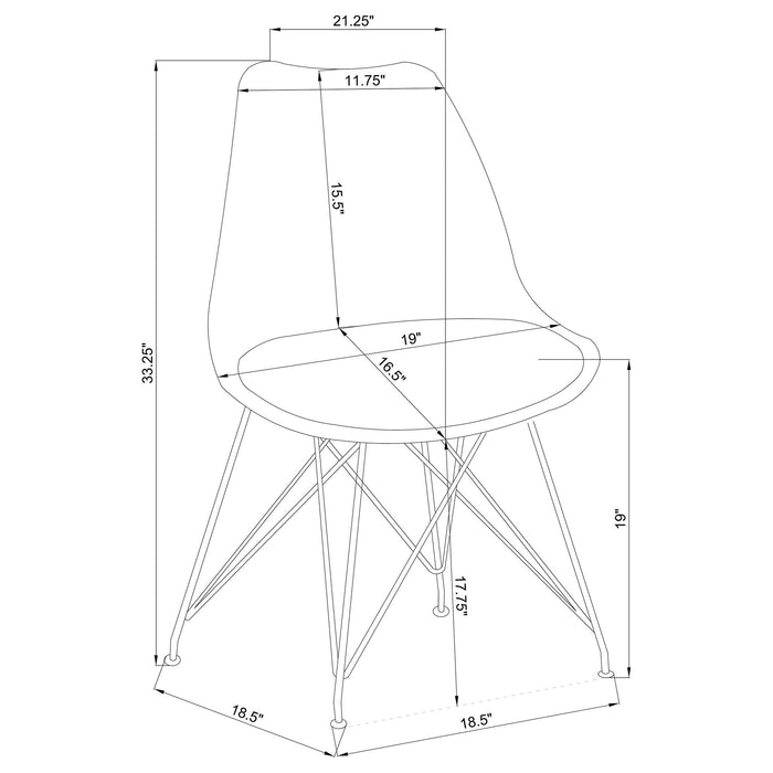 Padded Side Chair And Soft Upholstered Seat (Set of 2) - Gray