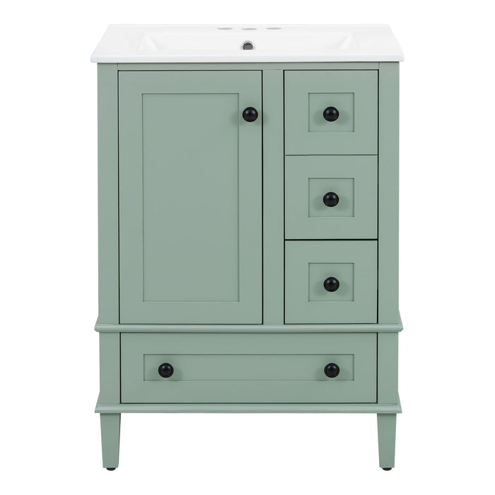 Bathroom Vanity With Integrated Basin, Soft Close Drawers, Door Mounted Double Layer Shelf