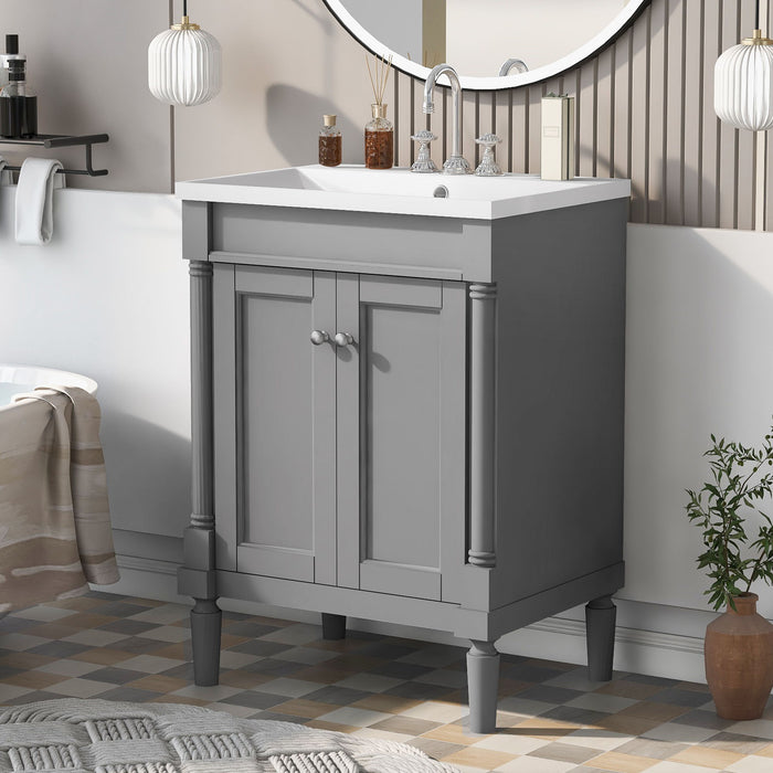 Bathroom Vanity With Top Sink, 2-Tier Modern Bathroom Storage Cabinet