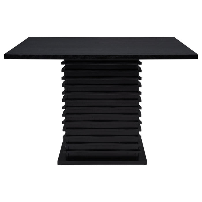 Giannis - Pedestal Counter Height Dining Table With Geometric Wave Base - Black