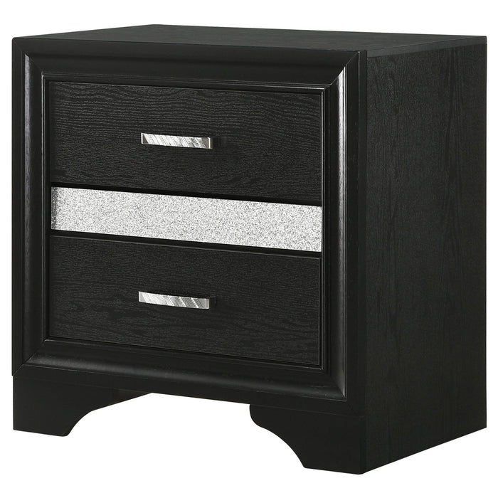 Transitional 2 Drawer Nightstand With Hidden Jewelry Tray