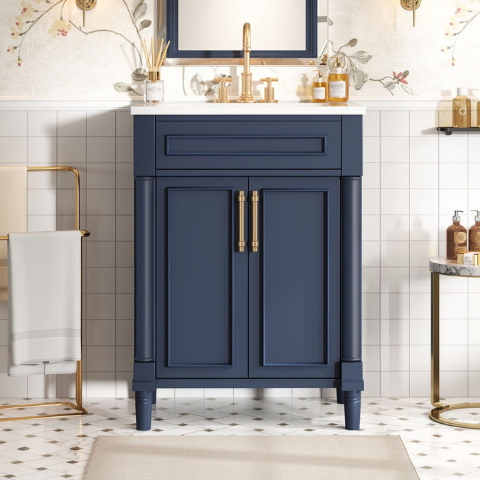 Bathroom Vanity With Integrated Sink, 2 Door Cabinet, Single Sink For Small To Medium Bathrooms