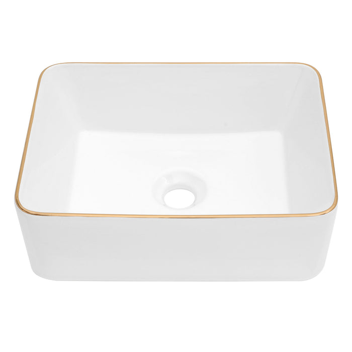 Modern European Style Ceramic Rectangular Vessel Bathroom Sink