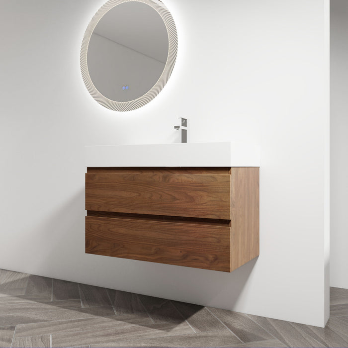 Wall Mounted Bathroom Vanity And Sink, 2 Soft Close Drawers