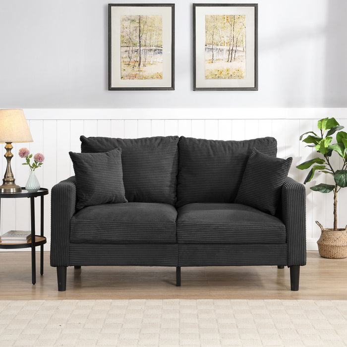 Modern Upholstered Loveseat Sofa With High Resilience, Wooden Frame - Dark Gray