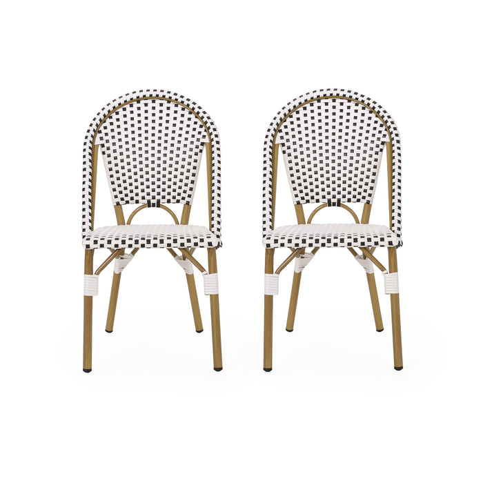 Outdoor Rattan And Aluminum French Bistro Chairs Set